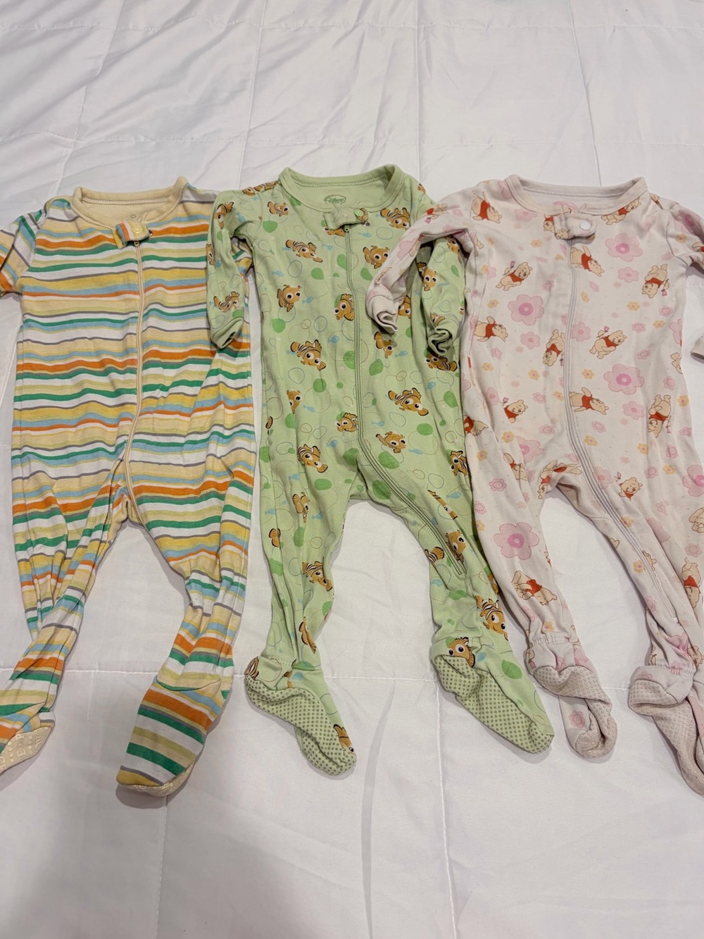 Disney Baby Footed Sleeper Bundle 6-9M Winnie the Pooh & Tigger Pajamas Set of 3